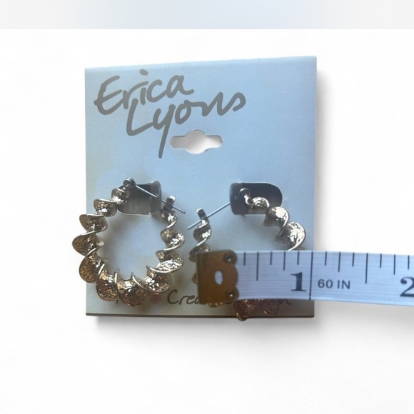 Gold-tone Spiral Hoop Earrings by |Erica Lyons| NWT - Picture 2 of 3